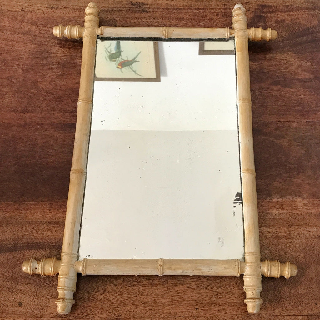 Miroir rectangulaire encadrement en bois imitation bambou 56 x 42 cm par Hello Broc brocante en ligne