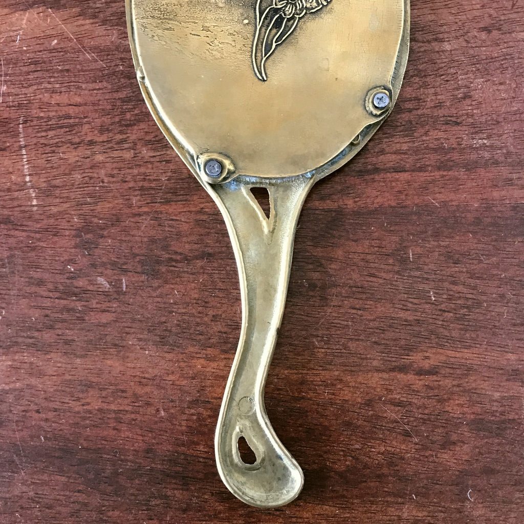 Miroir à main ovale Art Nouveau en bronze doré par Hello Broc brocante en ligne