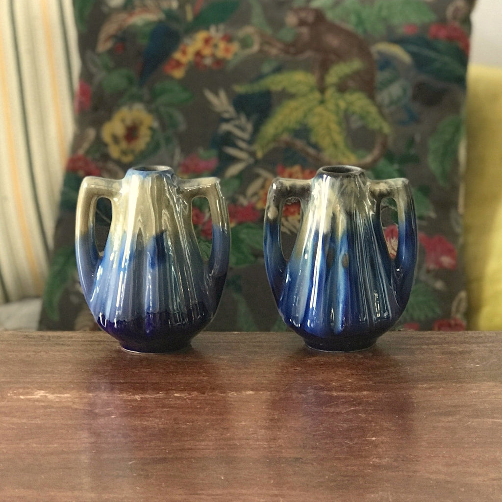 Paire de petits vases en céramique de Saint Uze attribués à Alphonse Mouton par Hello Broc brocante en ligne