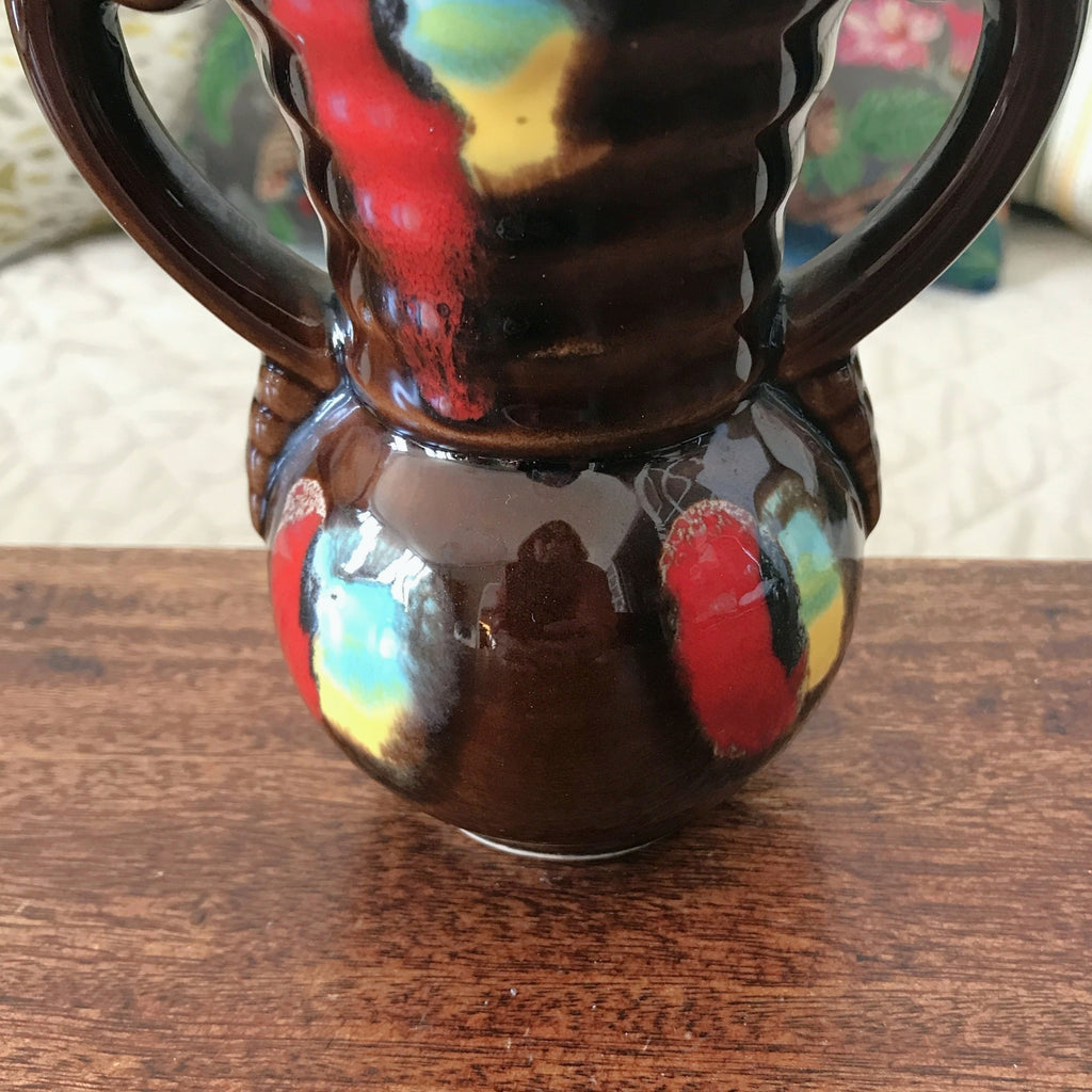 Petit vase poterie à doubles anses en céramique marron de Vallauris années 60 par Hello Broc brocante en ligne