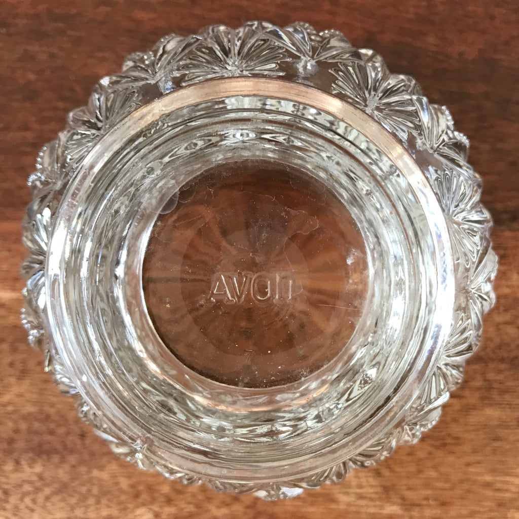 Petit vase boule photophore en cristal moulé Avon hauteur 10,5 cm