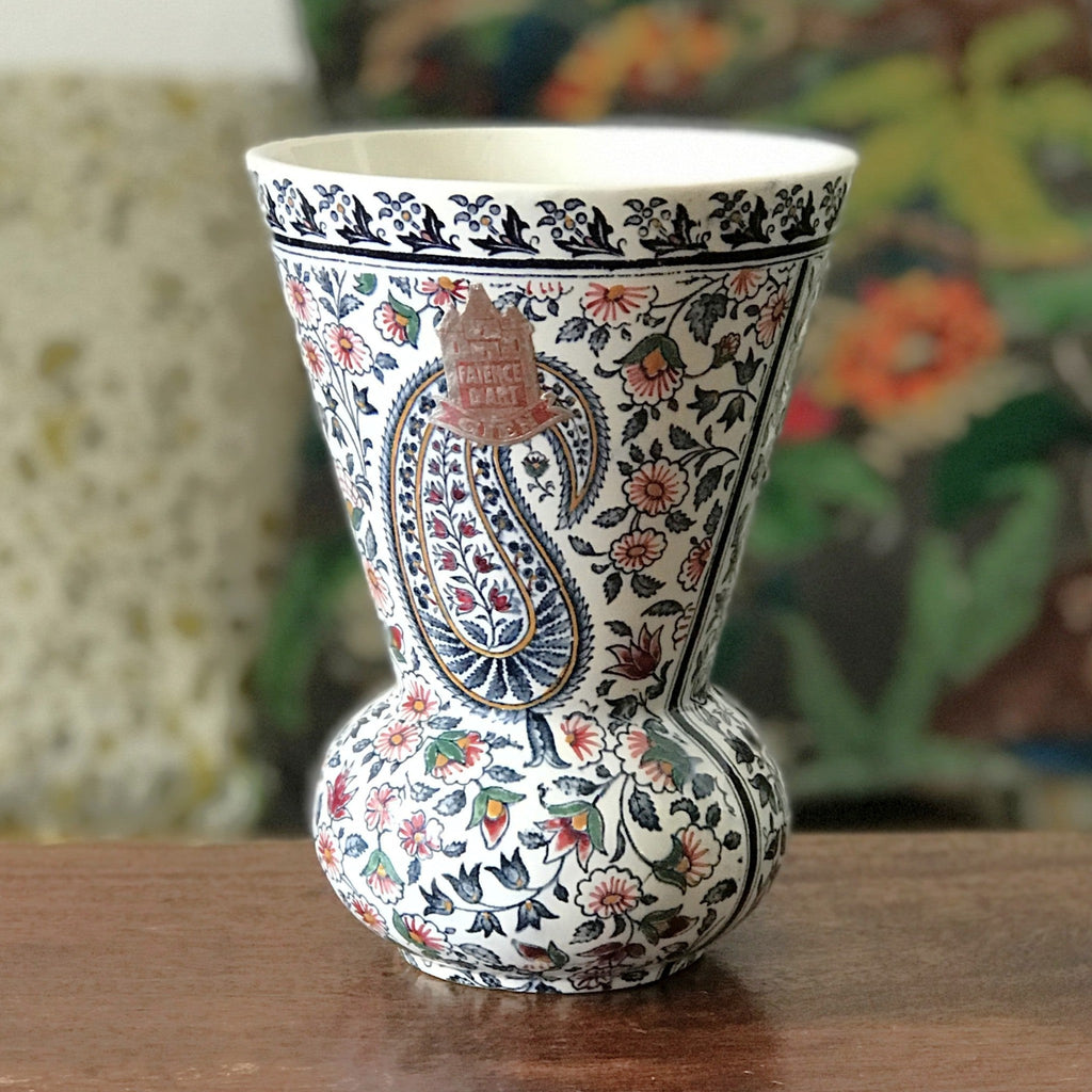 Vase en faïence de Gien décor Cachemire ou Bothée par Hello Broc brocante en ligne