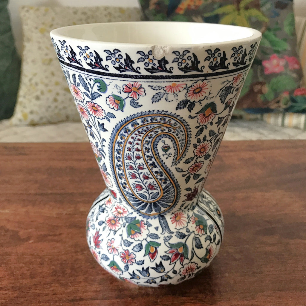 Vase en faïence de Gien décor Cachemire ou Bothée par Hello Broc brocante en ligne