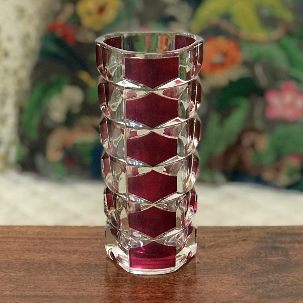 Vase vintage bicolore violet et incolore modèle Windsor de J.C. Durand pour Luminarc années 70 par Hello Broc brocante en ligne