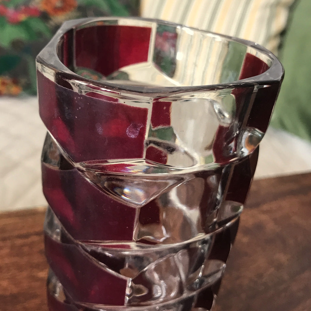 Vase vintage bicolore violet et incolore modèle Windsor de J.C. Durand pour Luminarc années 70 par Hello Broc brocante en ligne