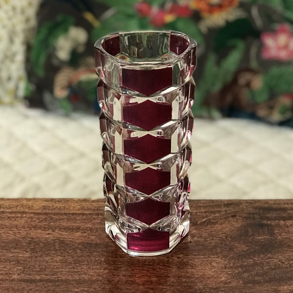Vase bicolore violet et incolore modèle Windsor de J.C. Durand pour Luminarc années 70 par Hello Broc brocante en ligne