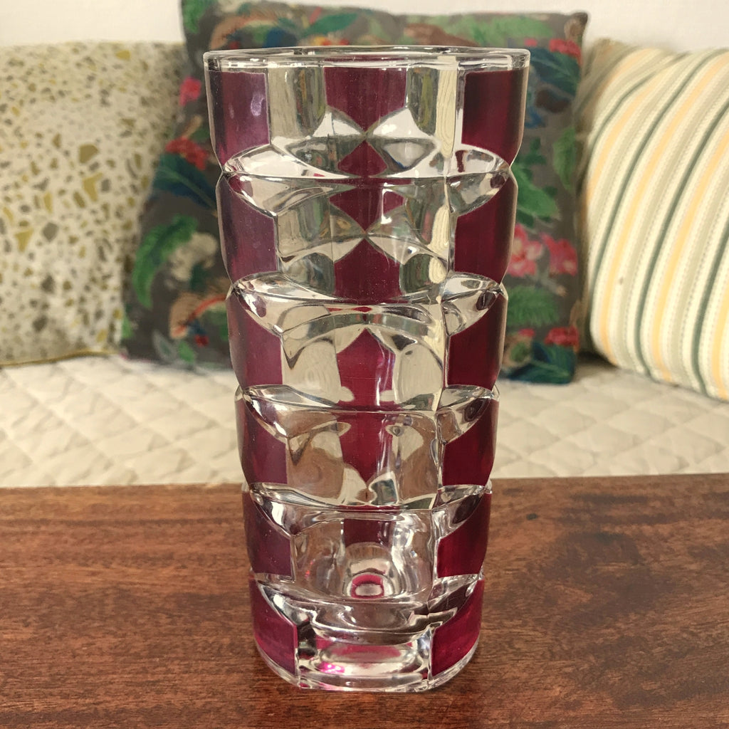 Vase vintage bicolore violet et incolore modèle Windsor de J.C. Durand pour Luminarc années 70 par Hello Broc brocante en ligne