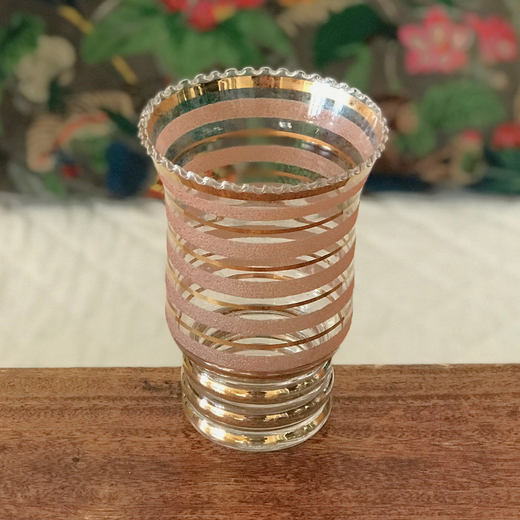 Vase de taille moyenne en verre moulé années 50 rayures dorées et verre brouillé par Hello Broc brocante en ligne