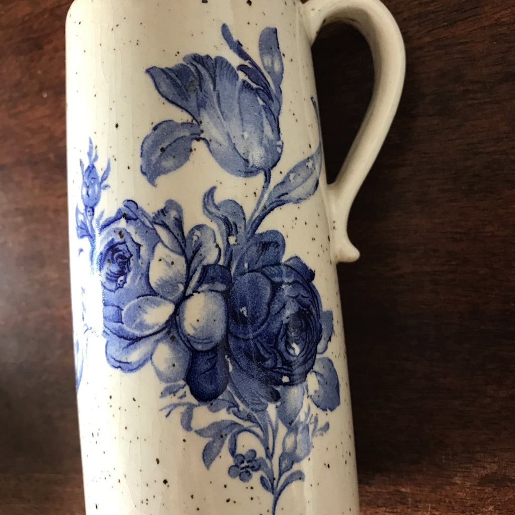 Vase pot céramique mouchetée décor Fleurs Bleues Scheurich West Germany par Hello Broc brocante en ligne