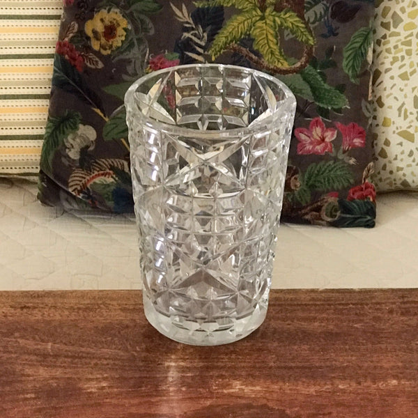 Grand vase cylindrique évasé en cristal de Bayel hauteur 21 cm par Hello Broc brocante en ligne