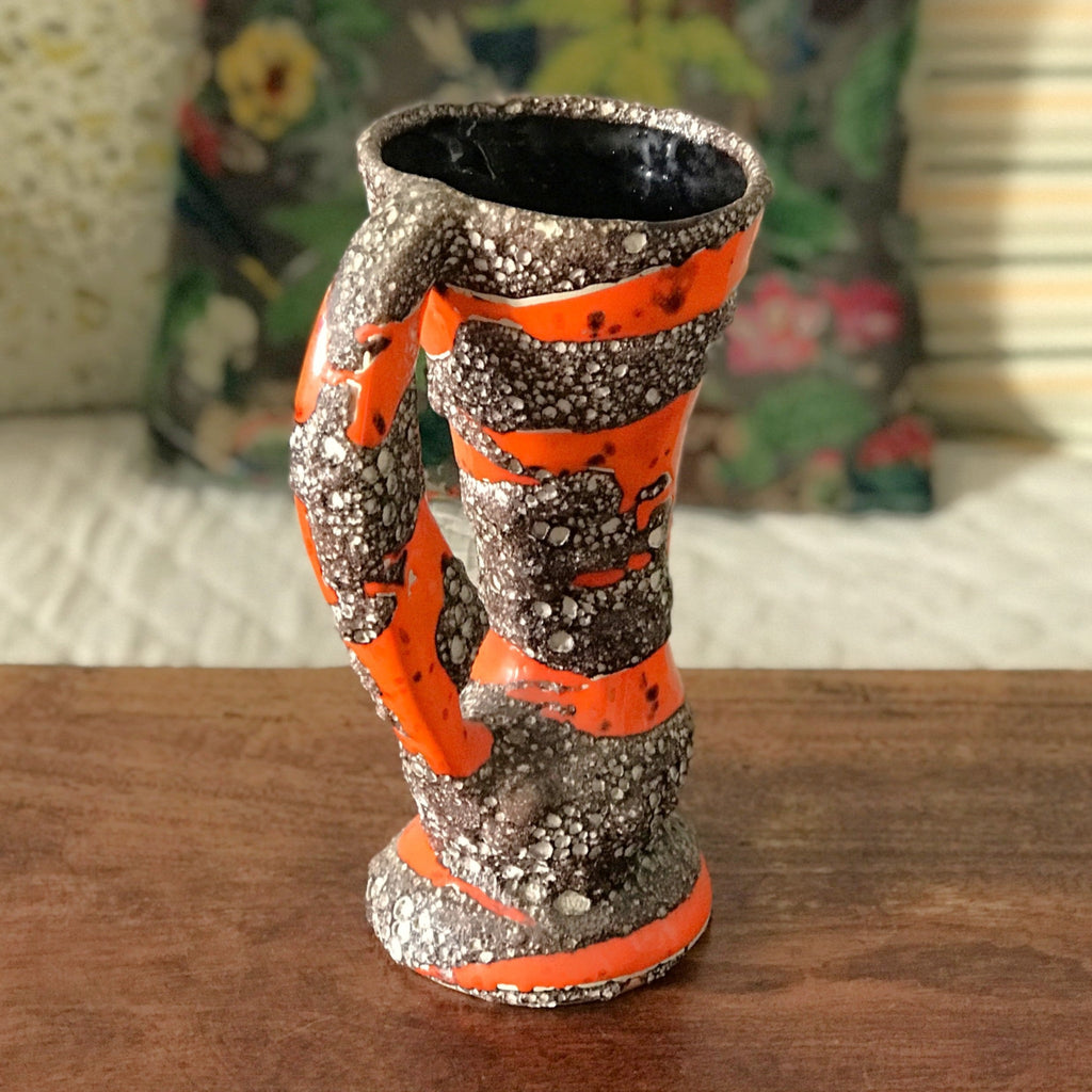 Pichet ou vase années 50 / 60 en céramique de Vallauris orange et fat lava par  Hello Broc brocante en ligne