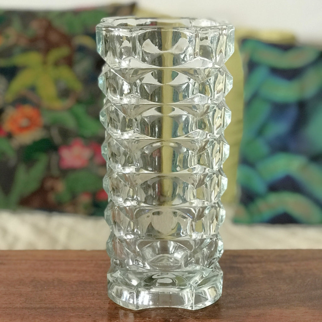 Grand vase vintage Windsor par JG Durand pour Luminarc en verre moulé transparent hauteur de 25 cm par Hello Broc brocante en ligne