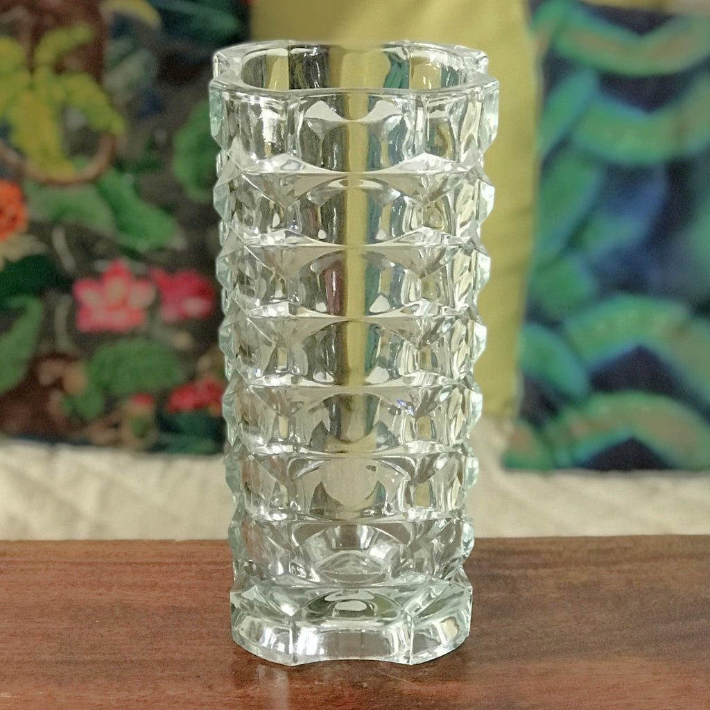 Grand vase vintage Windsor par JG Durand pour Luminarc en verre moulé transparent hauteur de 25 cm par Hello Broc brocante en ligne
