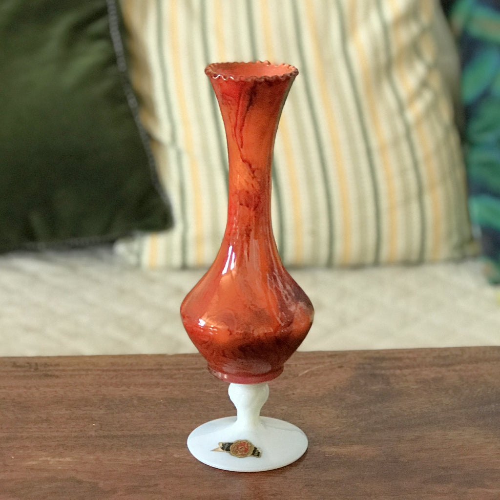 Soliflore vintage orange en verre opalin italien par Hello Broc brocante en ligne