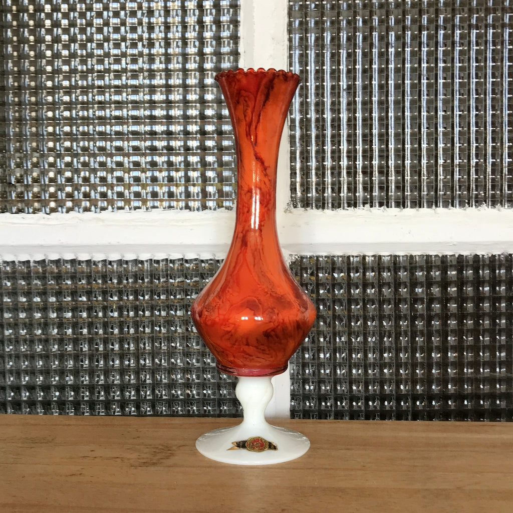 Soliflore vintage orange en verre opalin italien par Hello Broc brocante en ligne