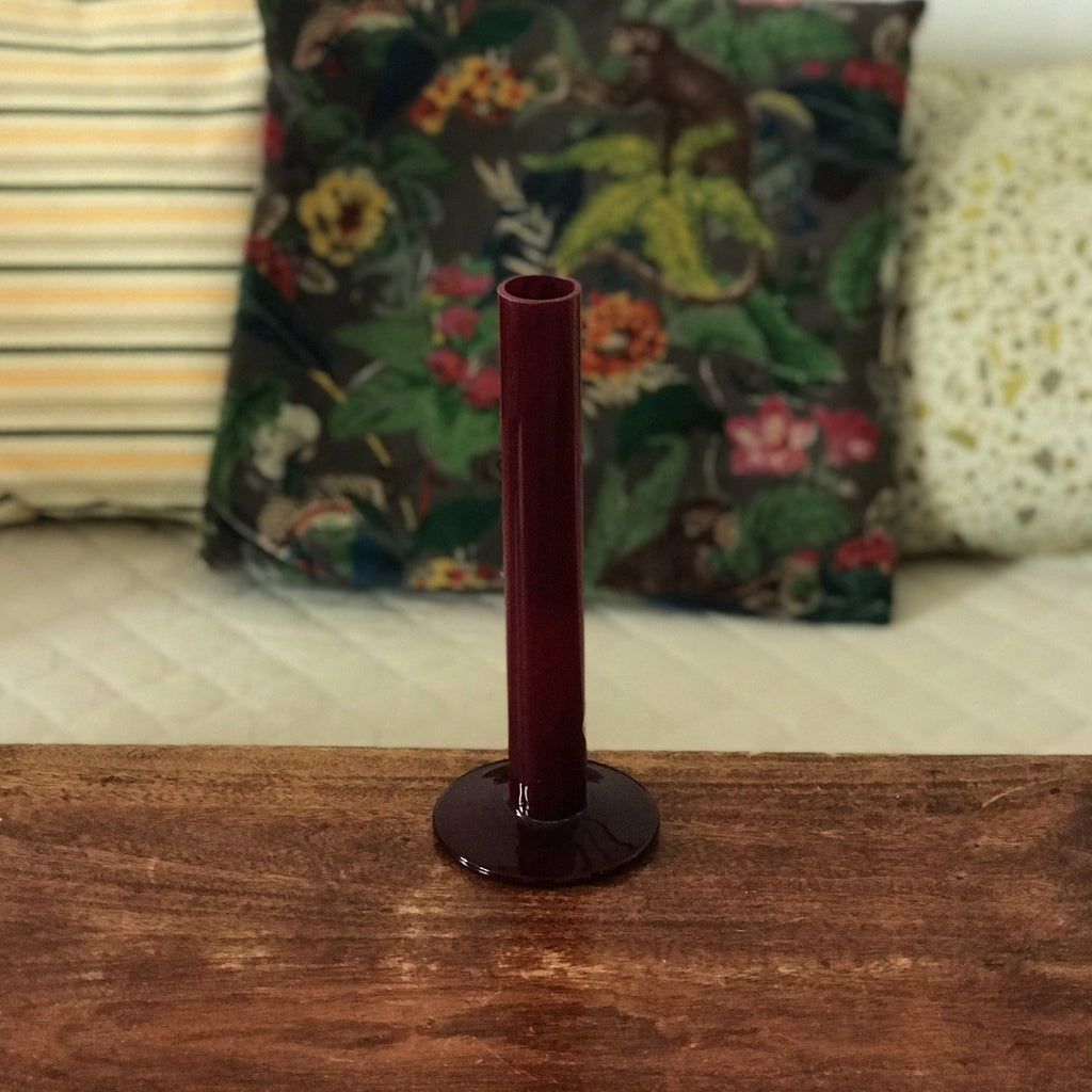Soliflore droit en verre moulé rouge bordeaux de marque Celerie - Hello Broc