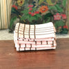 Lot de 6 serviettes de table en tissu damassé rose quadrillage marron par Hello Broc brocante en ligne