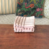 Lot de 6 serviettes de table en tissu damassé rose quadrillage marron par Hello Broc brocante en ligne