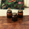 Lot de 3 petits bocaux style pot apothicaire en verre moulé ambré avec bouchon d'origine en liège - Hello Broc