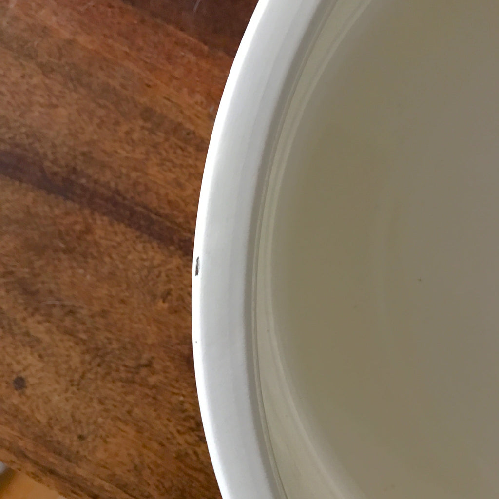 Vasque en faïence de Longwy décor Art Déco jaune et vert par Hello Broc brocante en ligne