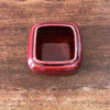 Boîte à bijoux vintage carrée 11 x 11 cm en céramique émaillée bordeaux années 50 par Hello Broc brocante en ligne