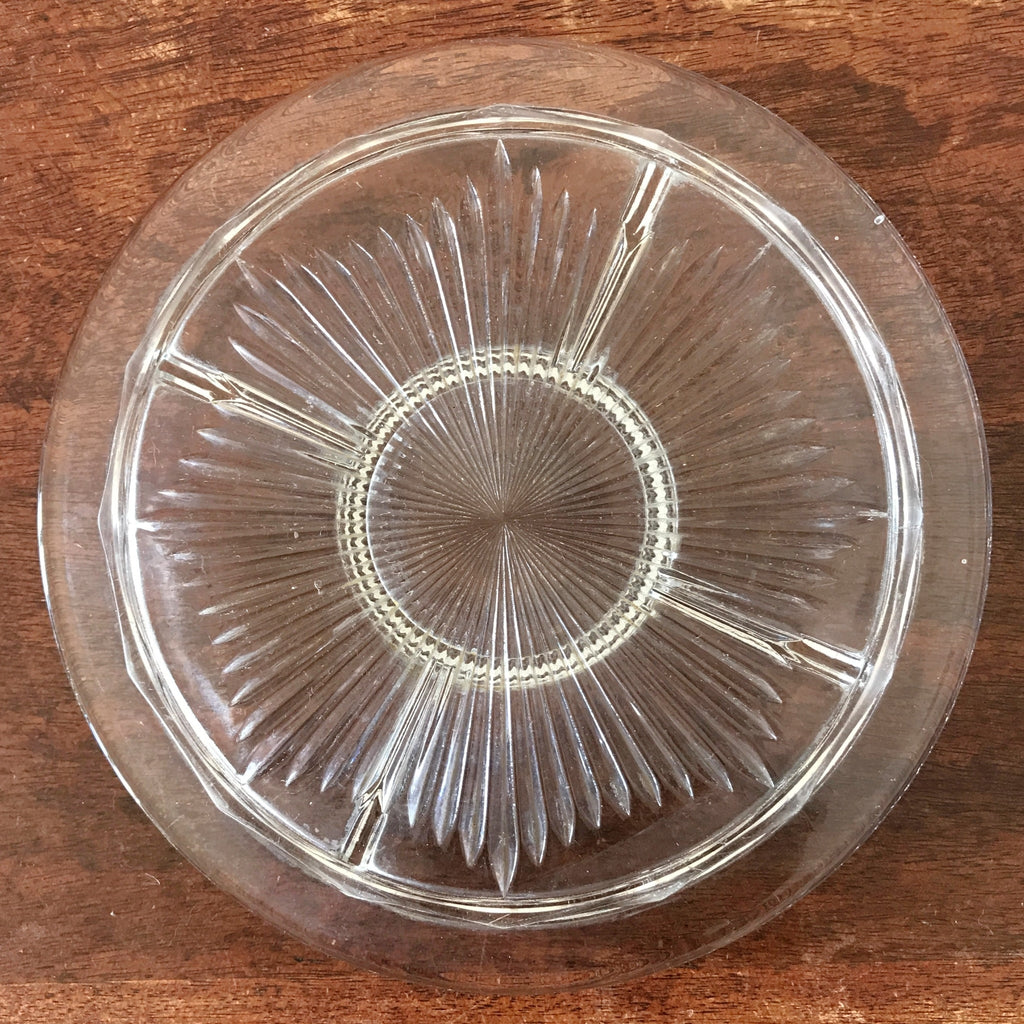 Serviteur rond compartimenté en verre moulé par Hello Broc brocante en ligne