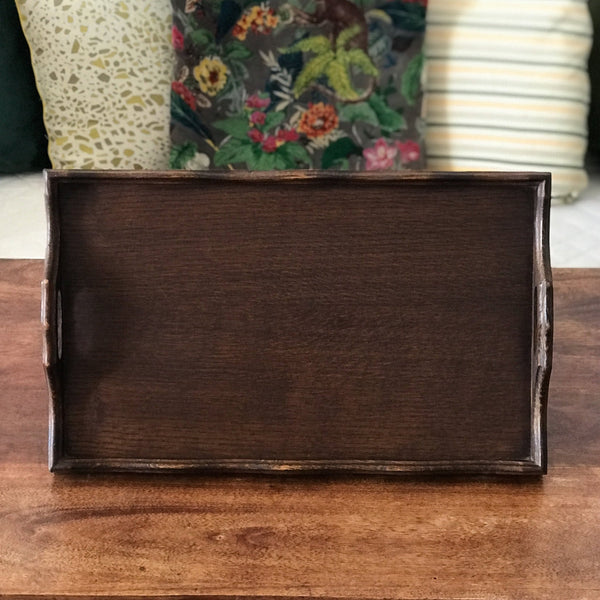 Plateau rectangulaire vintage en bois années 70 / 80 dimensions 48 x 29 cm par Hello Broc brocante en ligne