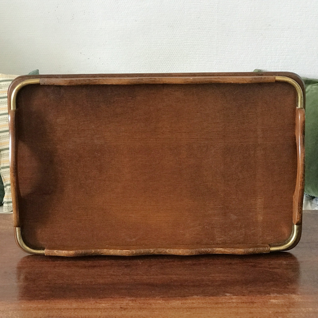 Plateau rectangulaire vintage en bois années 70 / 80 dimensions 61 x 38 cm par Hello Broc brocante en ligne