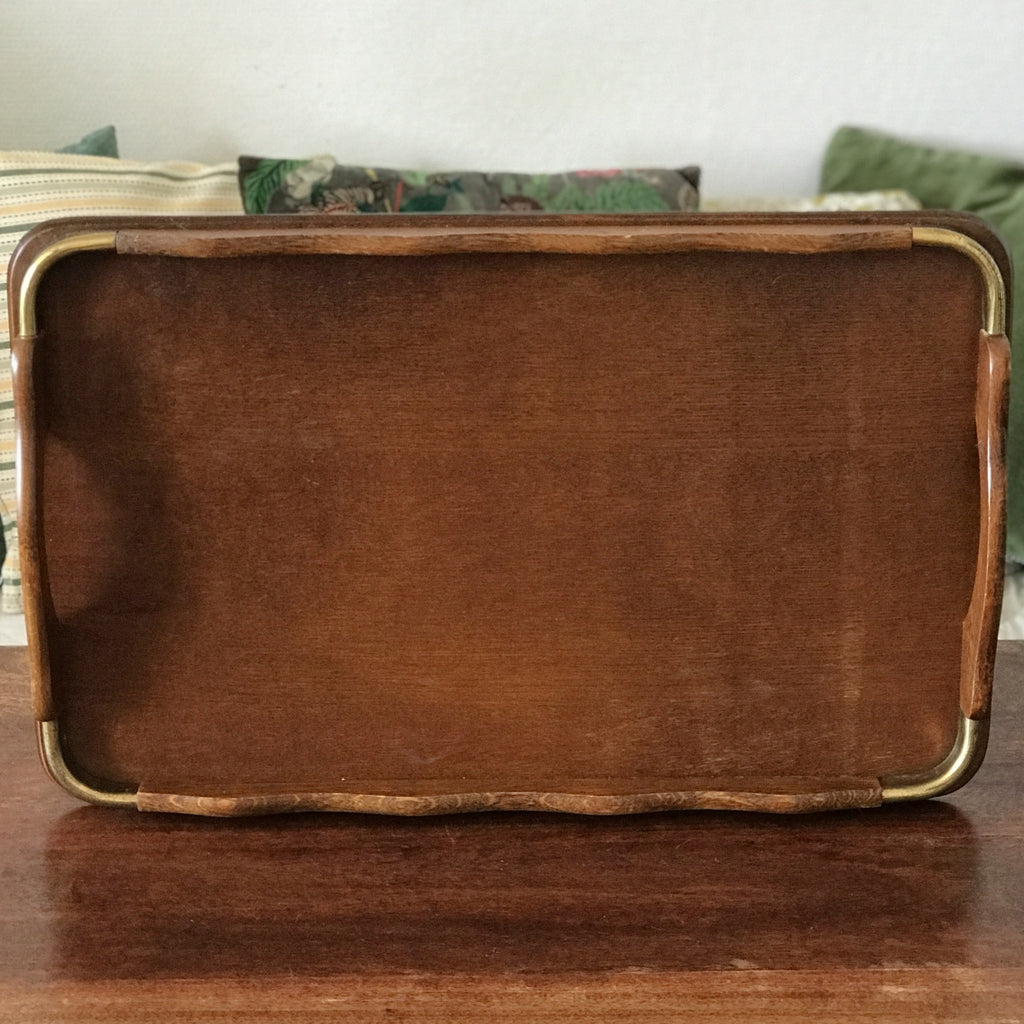 Plateau rectangulaire vintage en bois années 70 / 80 dimensions 61 x 38 cm par Hello Broc brocante en ligne