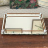 Grand plateau miroir biseauté rebords en cuivre et métal chromé Circa 1940 longueur 42 cm et largeur 30 cm par Hello Broc brocante en ligne