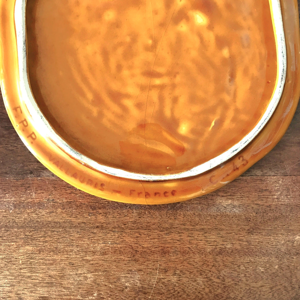 Dessous de plat décoration de table en céramique jaune de Vallauris Epis de blé par Hello Broc brocante en ligne