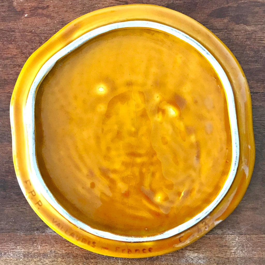 Dessous de plat décoration de table en céramique jaune de Vallauris Epis de blé par Hello Broc brocante en ligne