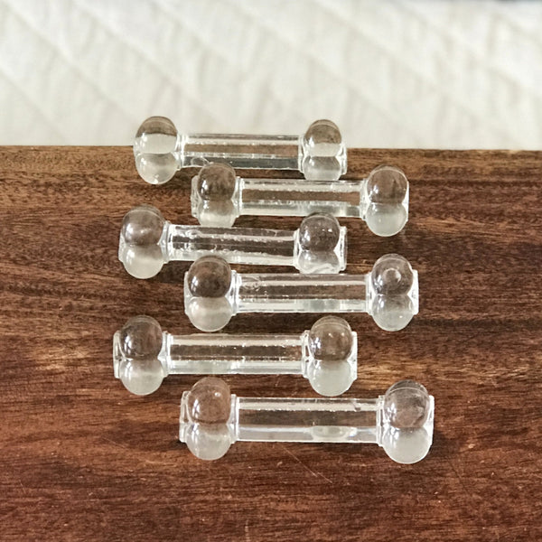 Lot de 6 porte-couteau en verre moulé transparent avec fleur 3 pétales aux extrémités par Hello Broc brocante en ligne