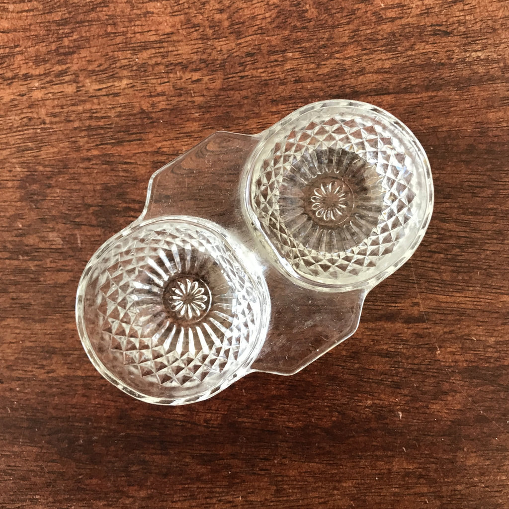 Salerons double en verre moulé vintage au choix par Hello Broc brocante en ligne