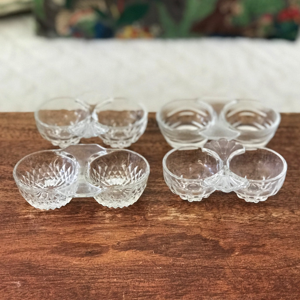 Salerons double en verre moulé vintage au choix par Hello Broc brocante en ligne