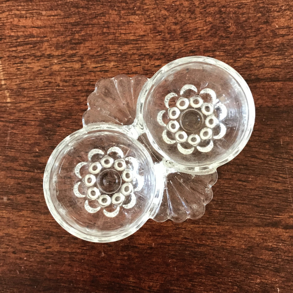 Salerons double en verre moulé vintage au choix par Hello Broc brocante en ligne