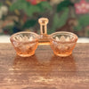 Saleron double vintage ou petit contenant à épices en verre moulé rose années 50 par Hello Broc brocante en ligne