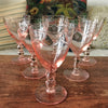 Lot de 6 verres à vin cuit en cristal taillé rose contenance de 6 cl par Hello Broc brocante en ligne