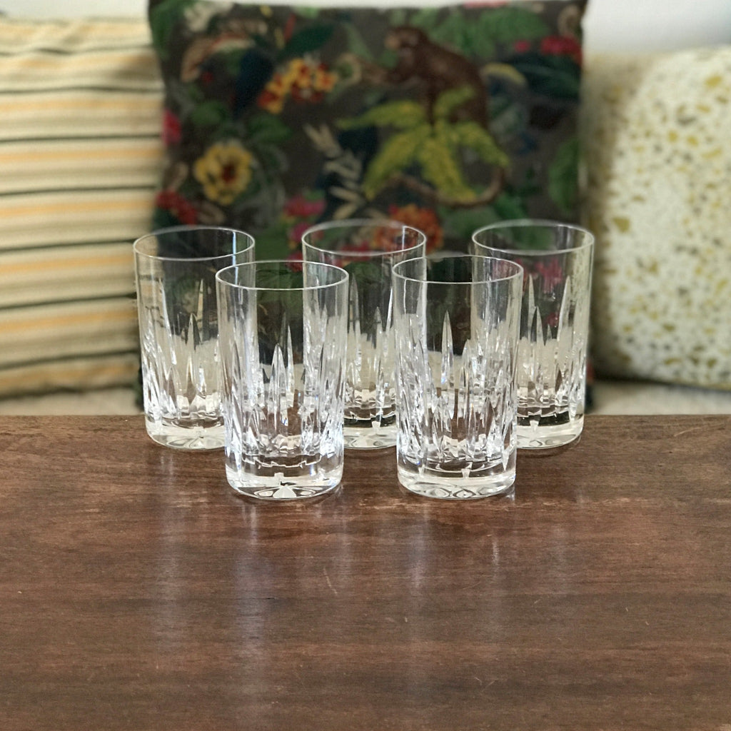 Lot de 5 verres gobelets hauts à orangeade ou highball en cristal taillé Atlantis par Hello Broc brocante en ligne