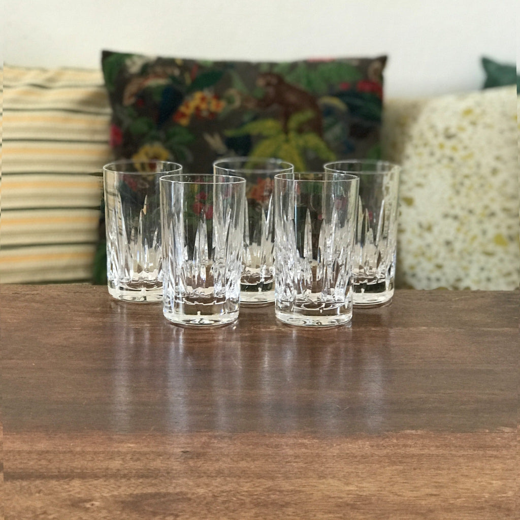 Lot de 5 verres gobelets hauts à orangeade ou highball en cristal taillé Atlantis par Hello Broc brocante en ligne