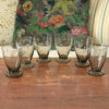 Lot de 6 petits verres à eau gravés en verre cristallin couleur gris fumé contenance de 12 cl par Hello Broc brocante en ligne