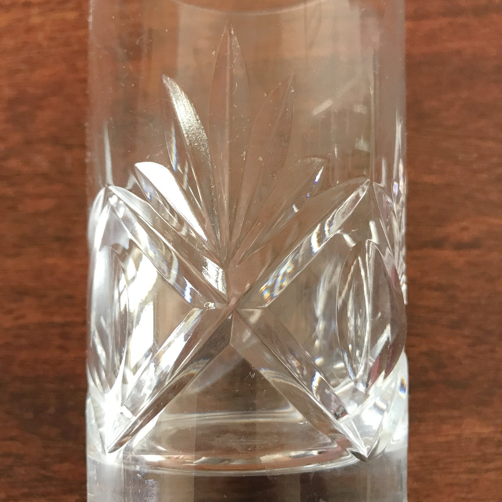 Paire de verres vintage hauts à orangeade, whisky en cristal taillé - high ball gravés C.C.L. pour Compagnie Cristallière de Lorraine par Hello Broc brocante en ligne