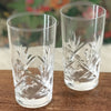 Paire de verres vintage hauts à orangeade, whisky en cristal taillé - high ball gravés C.C.L. pour Compagnie Cristallière de Lorraine par Hello Broc brocante en ligne