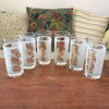 Lot de 6 verres vintage droits à orangeade long drink décor feuilles de vigne imprimé blanc et doré contenance 25 cl par Hello Broc brocante en ligne