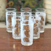 Lot de 6 verres vintage droits à orangeade long drink décor feuilles de vigne imprimé blanc et doré contenance 25 cl par Hello Broc brocante en ligne