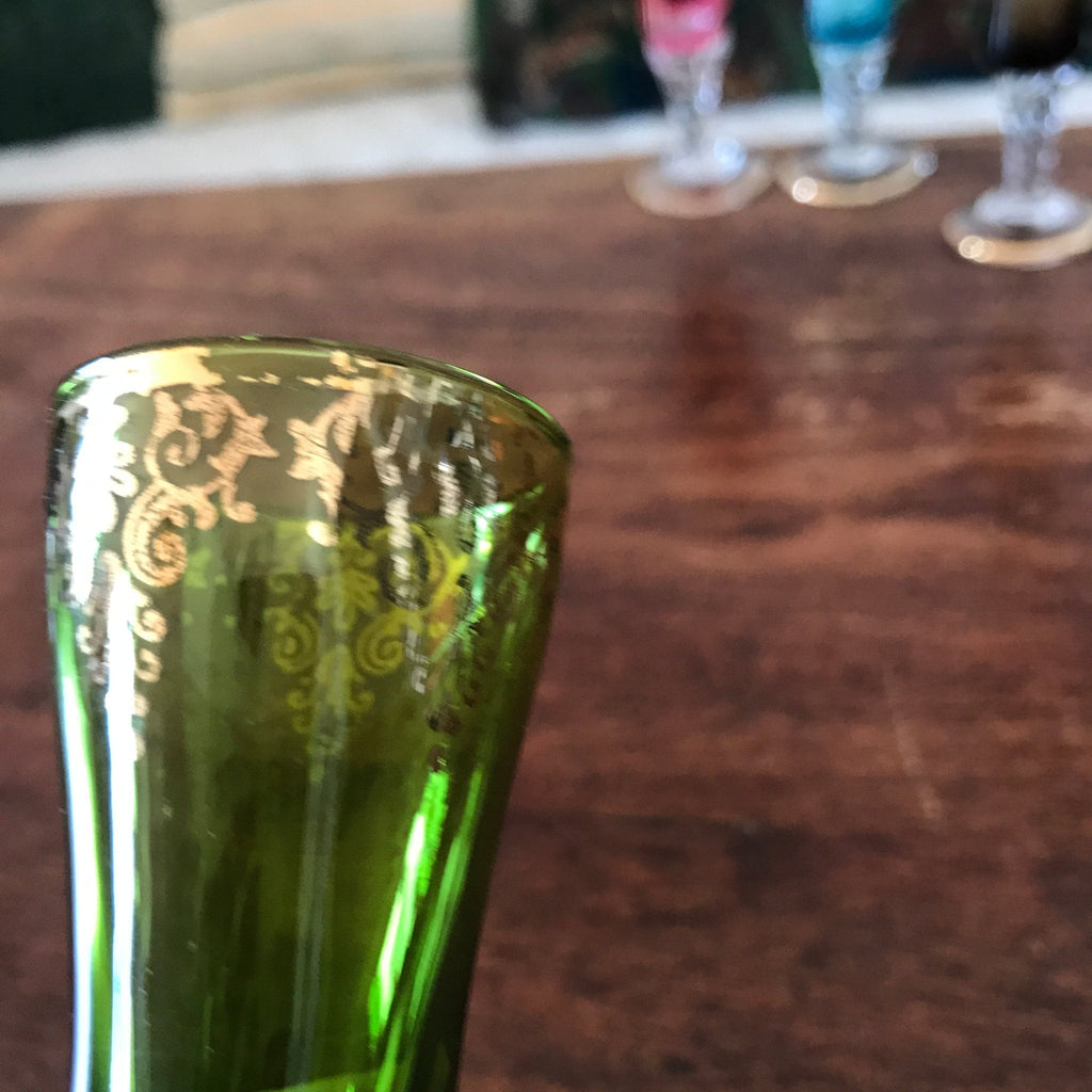 Lot de 6 verres à digestif en verre de Murano multicolores pied torse incolore par Hello Broc brocante en ligne