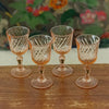 Ensemble de 4 verres à liqueur sur pied en verre moulé rose collection Rosaline par Luminarc Arcoroc par Hello Broc brocante en ligne