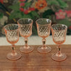 Ensemble de 4 verres à liqueur sur pied en verre moulé rose collection Rosaline par Luminarc Arcoroc par Hello Broc brocante en ligne