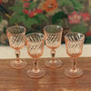 Ensemble de 4 verres à liqueur sur pied en verre moulé rose collection Rosaline par Luminarc Arcoroc par Hello Broc brocante en ligne