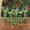 Lot de 6 petits verres à digestif sur pied en cristal vert par Hello Broc brocante en ligne